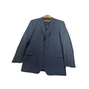 Joseph Abboud Men's 44R Herringbone Sport Coat Wool Jacket Navy 3 Button READ